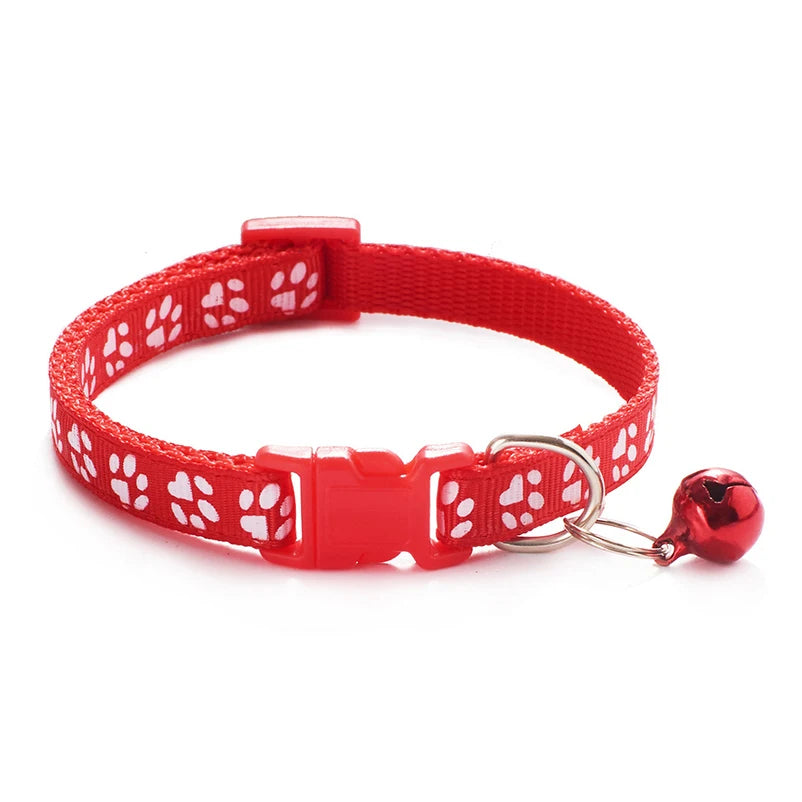 Paw Print Cat Collar with Bell