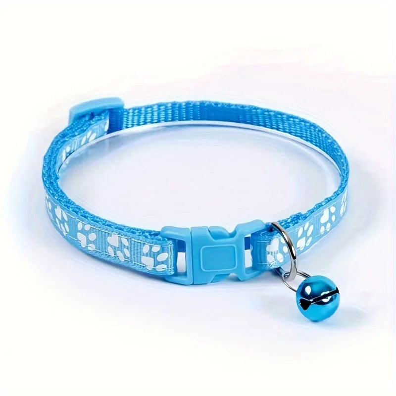 Paw Print Cat Collar with Bell