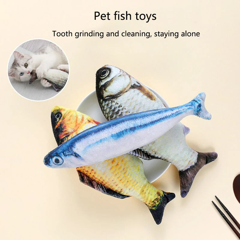 New Design Plush Fish Cat Toy Durable Bite-Resistant Interactive Toy Catnip Stuffed Pet Plaything