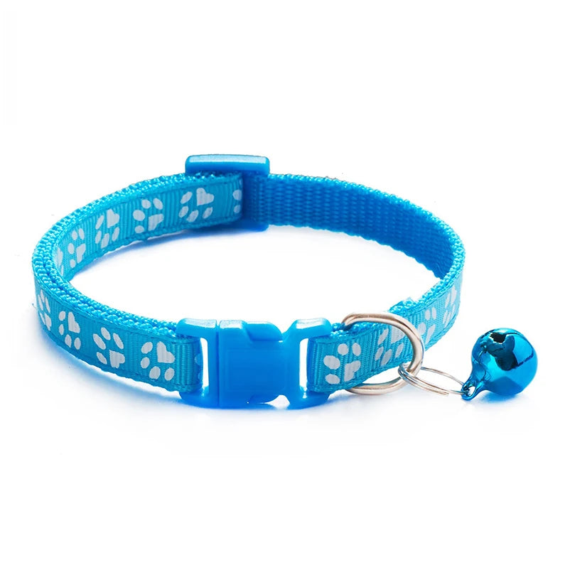 Paw Print Cat Collar with Bell