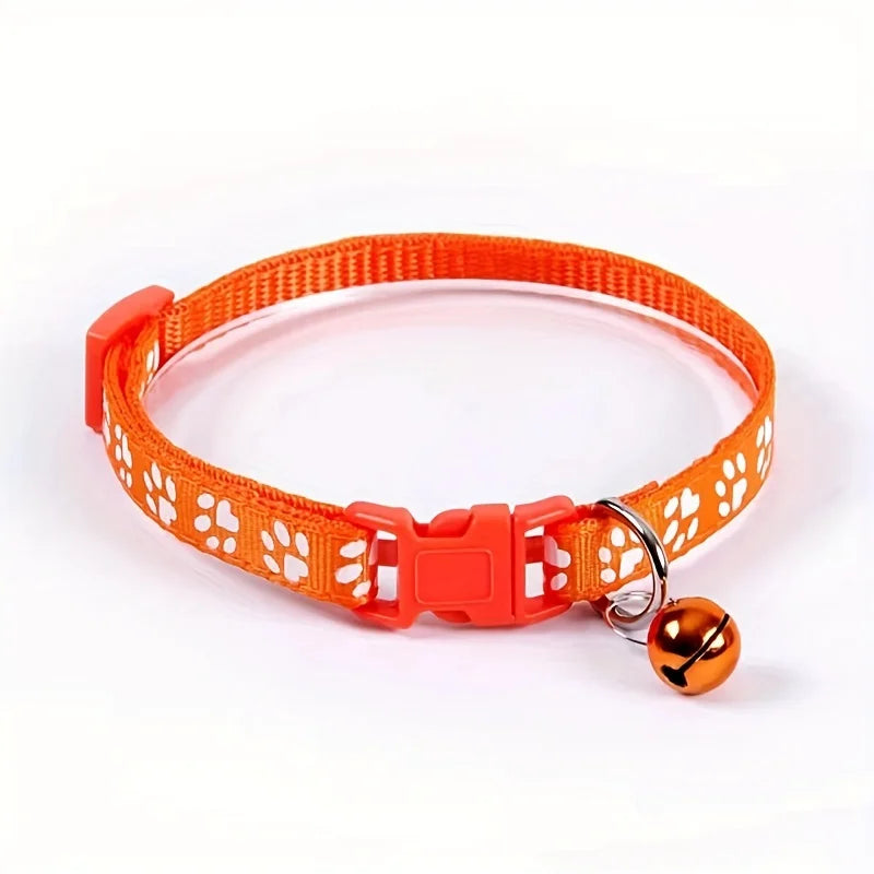 Paw Print Cat Collar with Bell